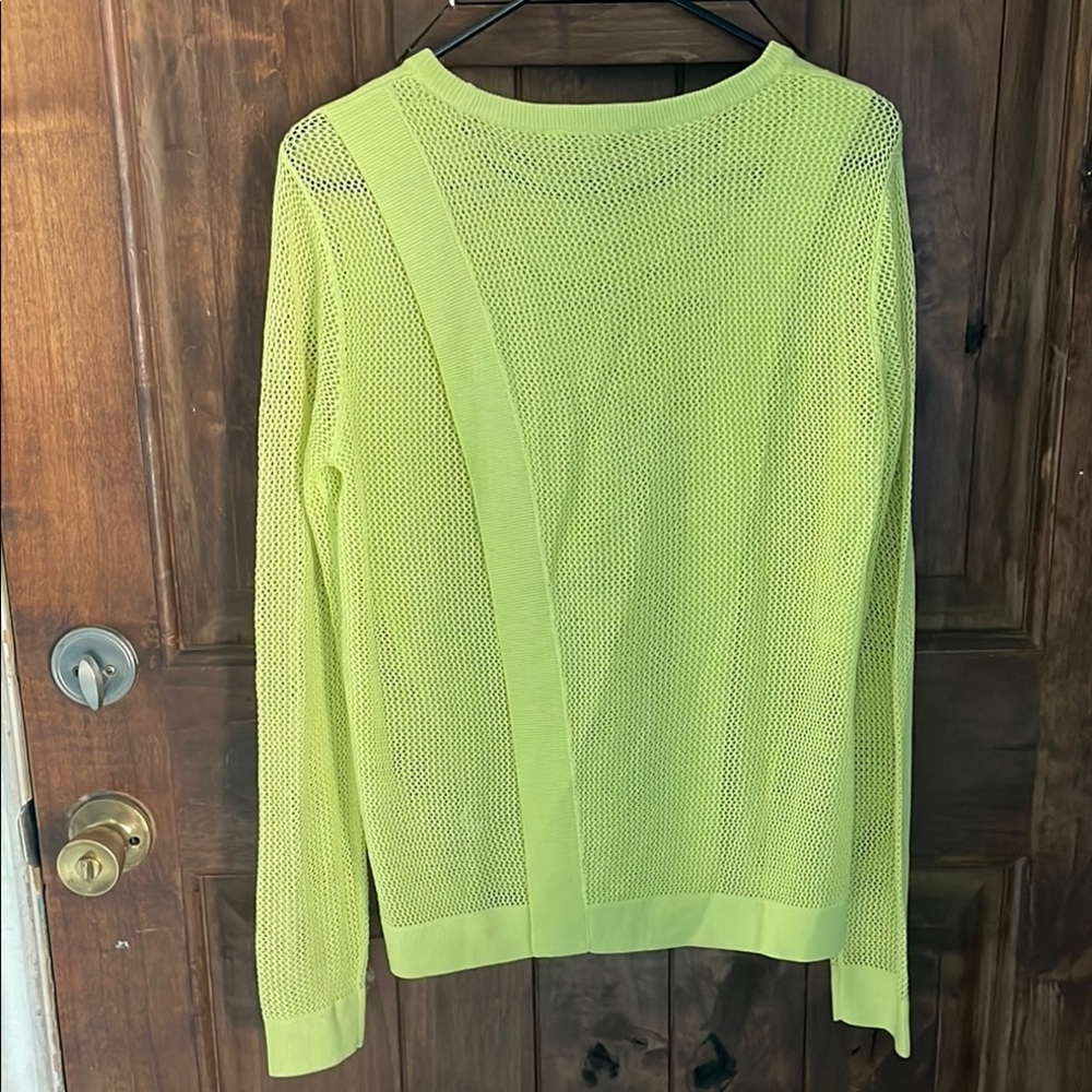 Cabi Split Back Pullover Sweater Women’s Neon Lim… - image 6